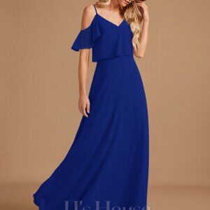 A-line V-Neck Floor-Length Chiffon Formal Dress Bridesmaid Wedding Mother